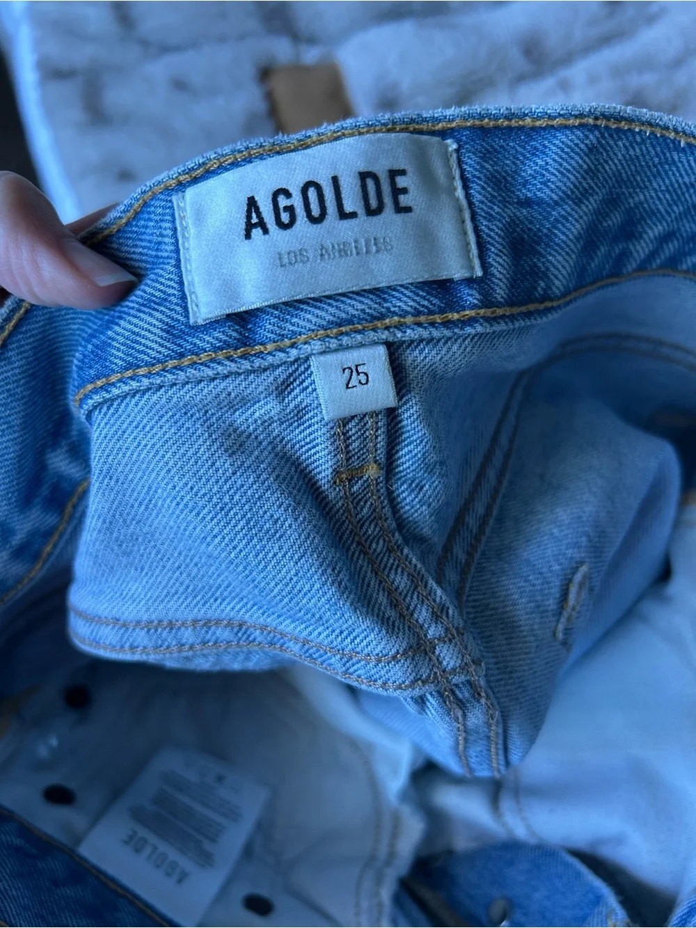 Agolde Parker Long Distressed Denim Shorts in Swapmeet - Picture 5 of 5